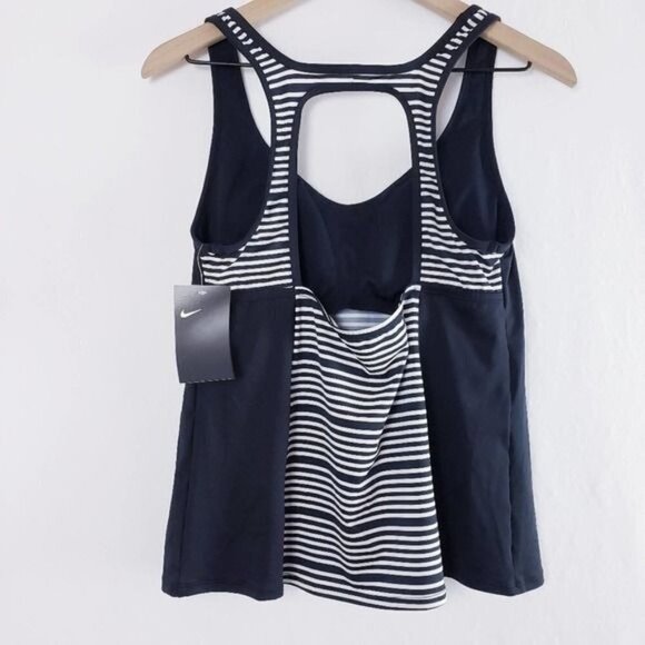 Nike‎ New Tankini Swim Top Key Hole Racerback V-neck Black Swimsuit Top NWT sz S - Picture 4 of 9